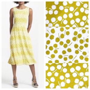 Boden Sleeveless Mustard Floral Rosamund Posy Stripe Stretch Jersey Midi Dress